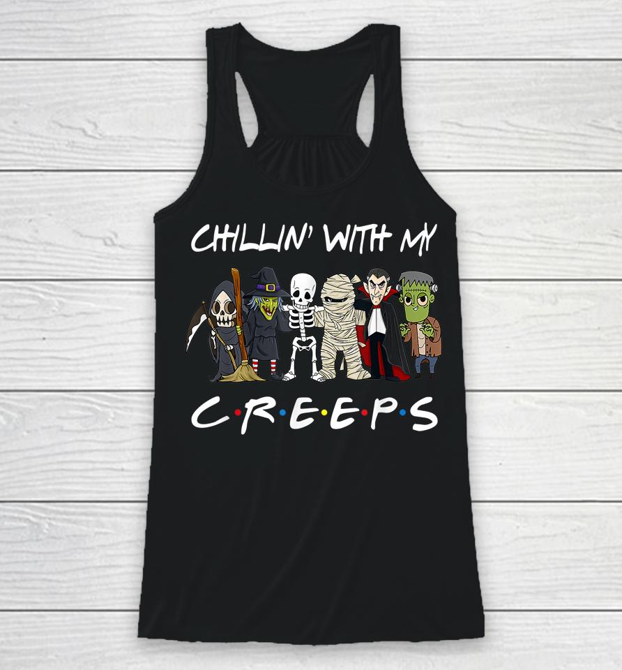 Gnomes Chillin With My Creeps Halloween Racerback Tank