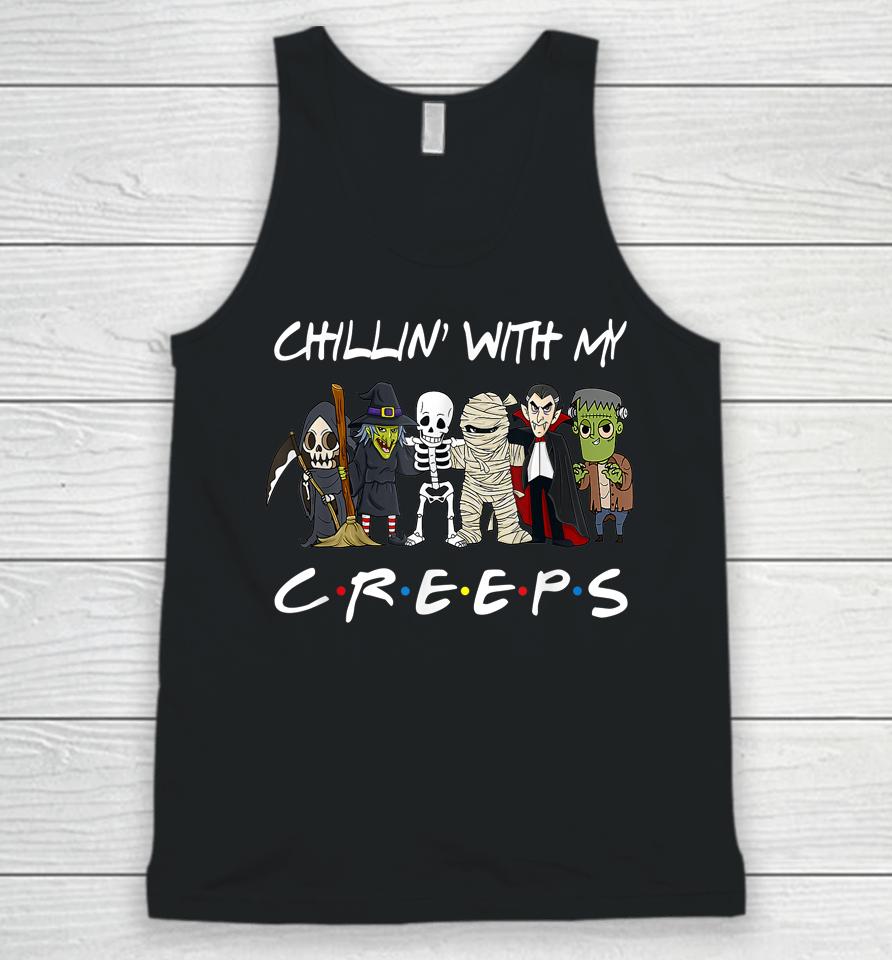 Gnomes Chillin With My Creeps Halloween Unisex Tank Top