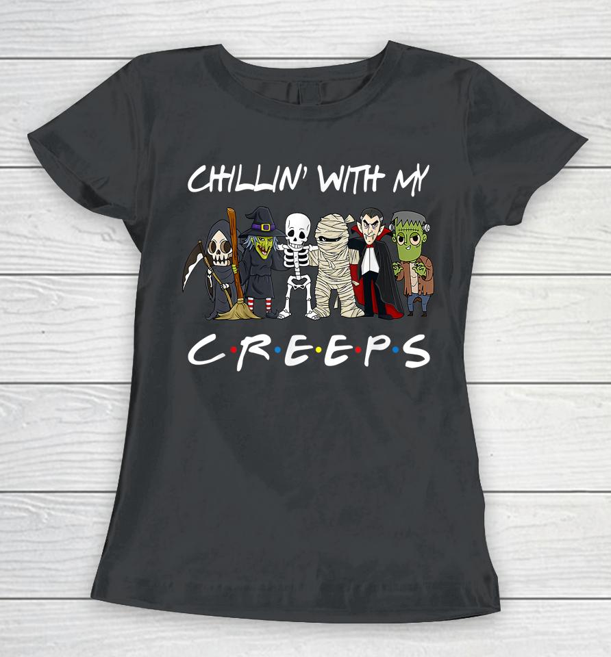 Gnomes Chillin With My Creeps Halloween Women T-Shirt