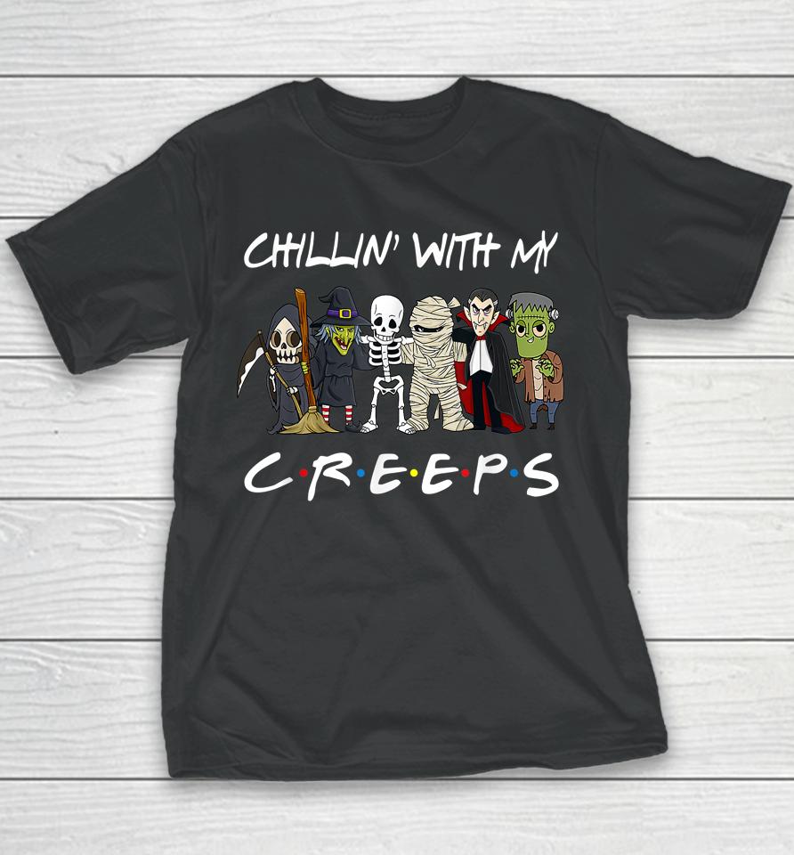 Gnomes Chillin With My Creeps Halloween Youth T-Shirt