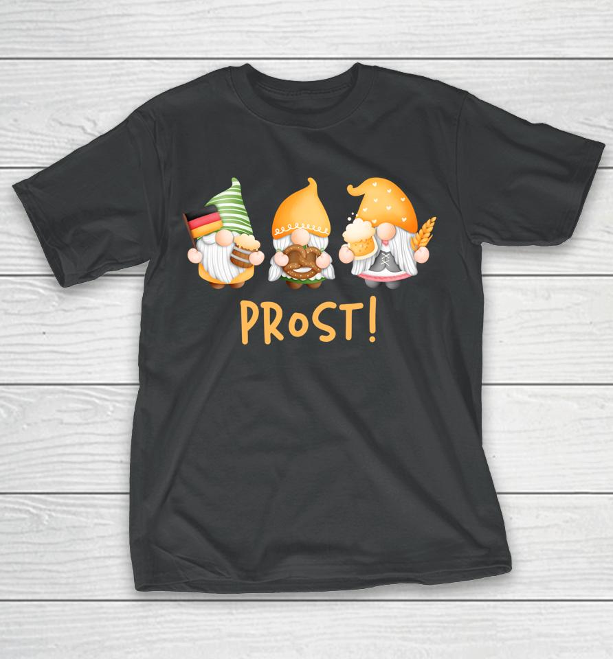 Gnomes Oktoberfest Prost Beer Pretzel German Flag T-Shirt
