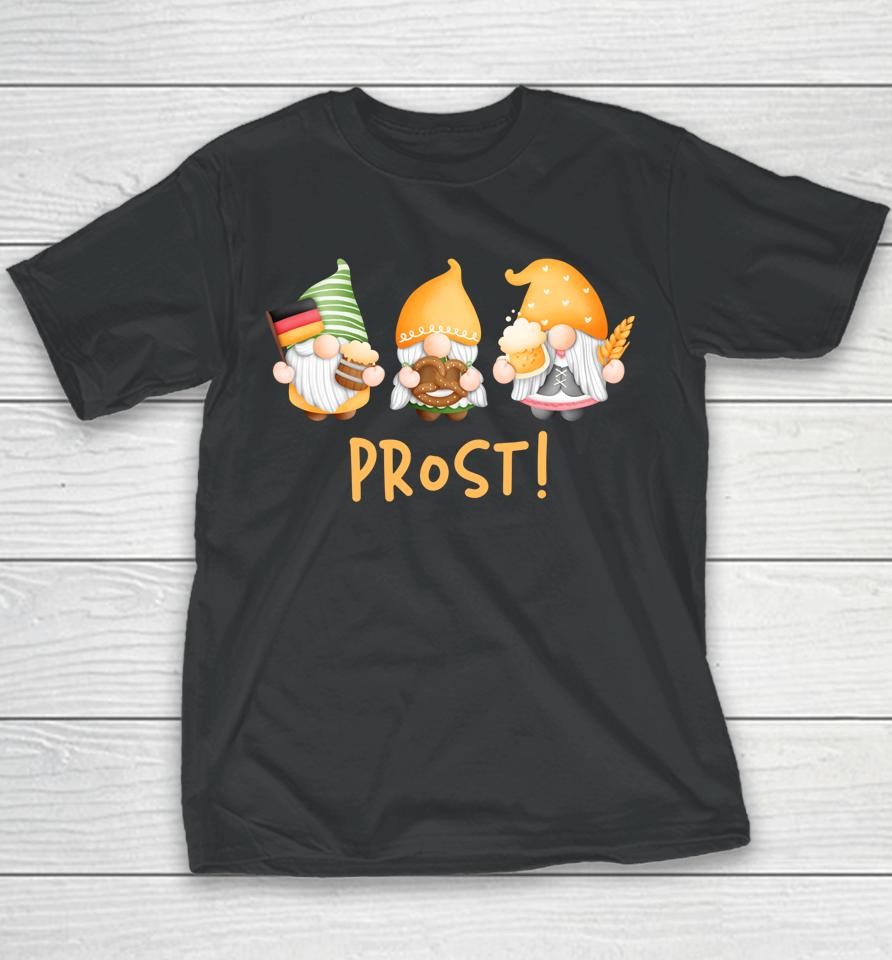 Gnomes Oktoberfest Prost Beer Pretzel German Flag Youth T-Shirt