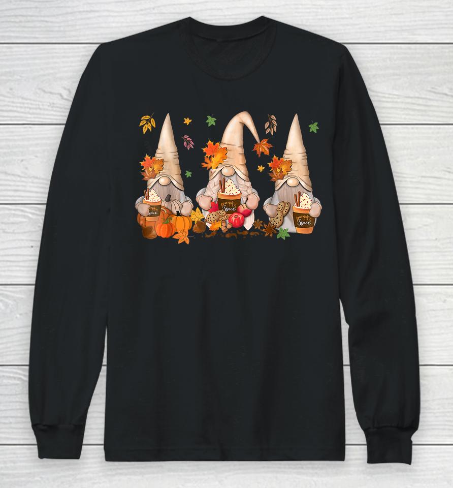 Gnomes Pumpkin Spice Coffee Latte Fall Autumn Thanksgiving Long Sleeve T-Shirt