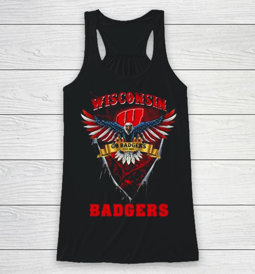 Go Badgers Wisconsin Badgers Football Us Eagle Racerback Tank