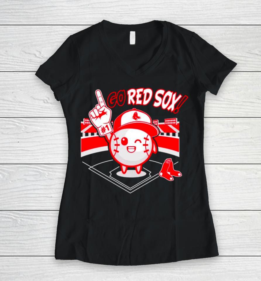 Go Boston Red Sox Baseball Mlb Women V-Neck T-Shirt