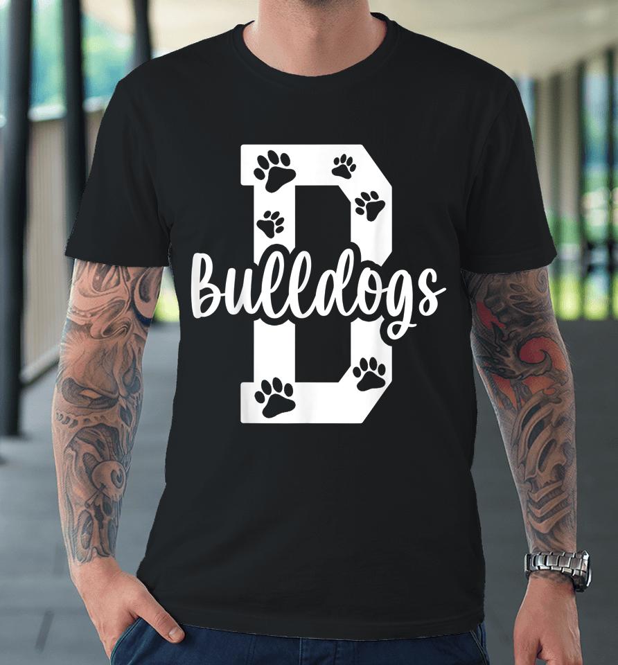 Go Bulldogs Pawprint School Mascot Spirit Football Premium T-Shirt
