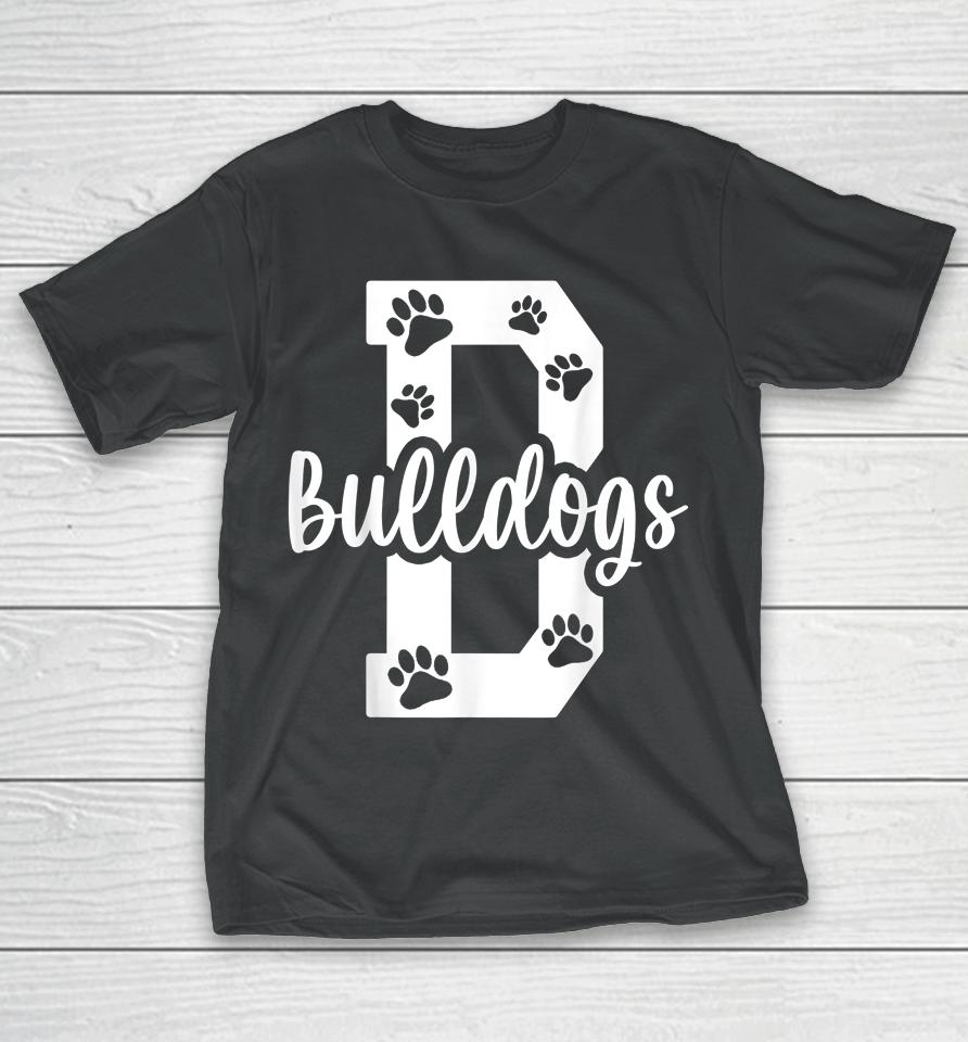 Go Bulldogs Pawprint School Mascot Spirit Football T-Shirt