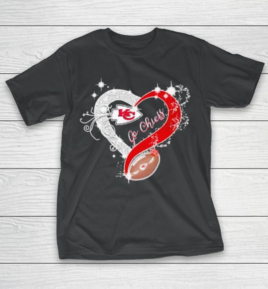 Go Chiefs, Kansas City Chiefs Heart Football T-Shirt