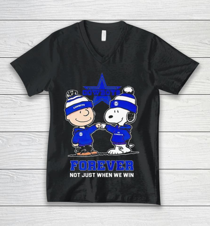 Go Cowboys Peanuts Snoopy And Charlie Brown Dallas Cowboys Forever Not Just When We Win 2024 Unisex V-Neck T-Shirt