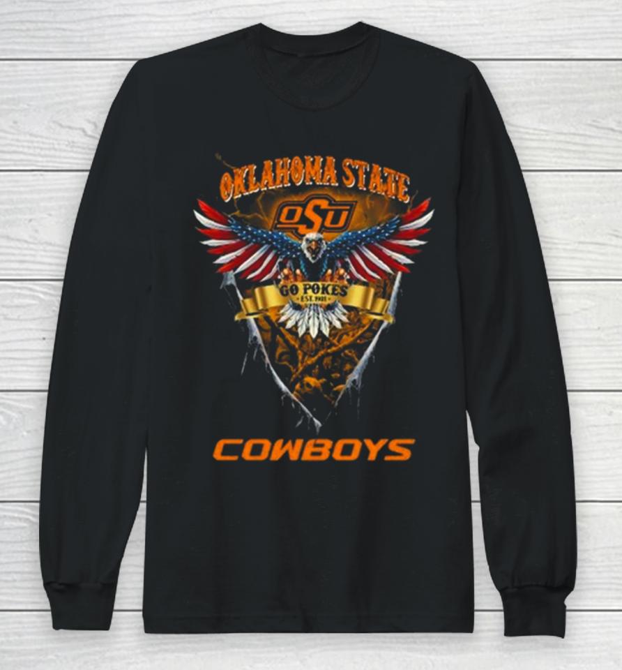 Go Pokes Oklahoma State Cowboys Football Us Eagle Long Sleeve T-Shirt