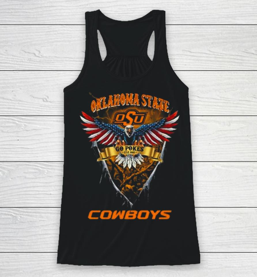 Go Pokes Oklahoma State Cowboys Football Us Eagle Racerback Tank