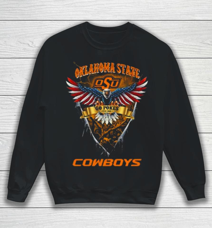 Go Pokes Oklahoma State Cowboys Football Us Eagle Sweatshirt