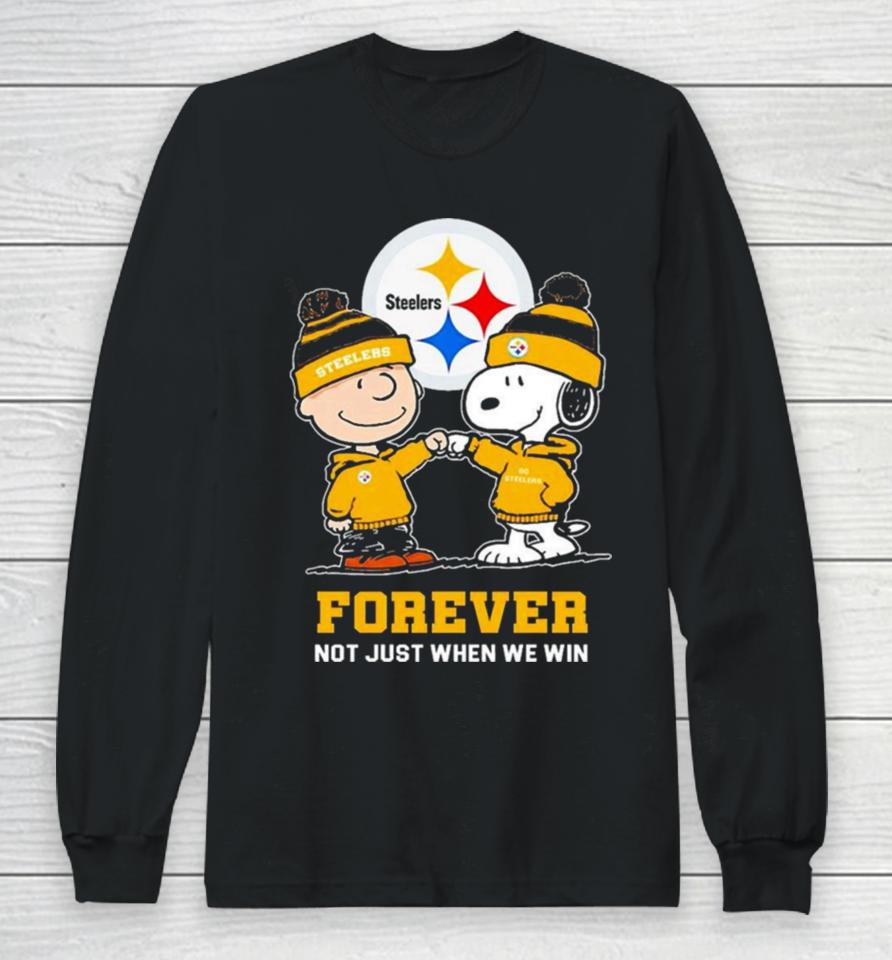 Go Steelers Peanuts Snoopy And Charlie Brown Pittsburgh Steelers Forever Not Just When We Win 2024 Long Sleeve T-Shirt