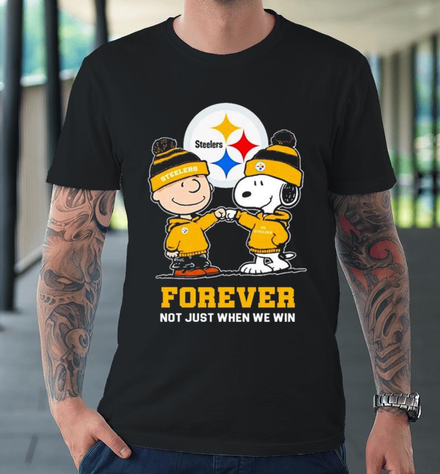 Go Steelers Peanuts Snoopy And Charlie Brown Pittsburgh Steelers Forever Not Just When We Win 2024 Premium T-Shirt