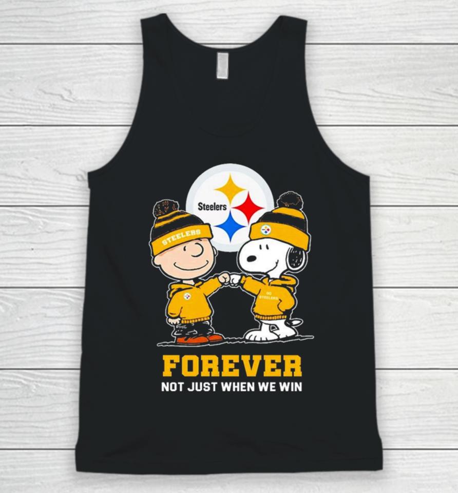 Go Steelers Peanuts Snoopy And Charlie Brown Pittsburgh Steelers Forever Not Just When We Win 2024 Unisex Tank Top