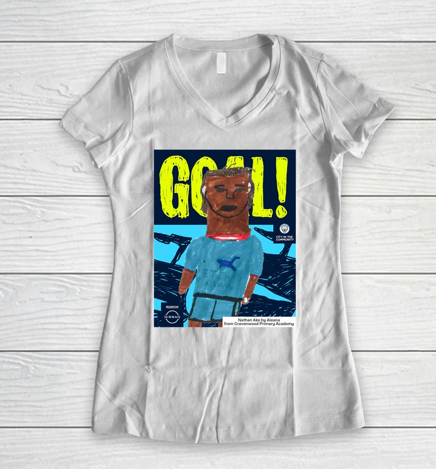 Goal Nathan Ake By Aleana From Cravenwood Primary Academy Women V-Neck T-Shirt