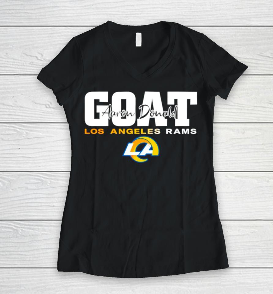 Goat Aaron Donald Los Angeles Rams Women V-Neck T-Shirt