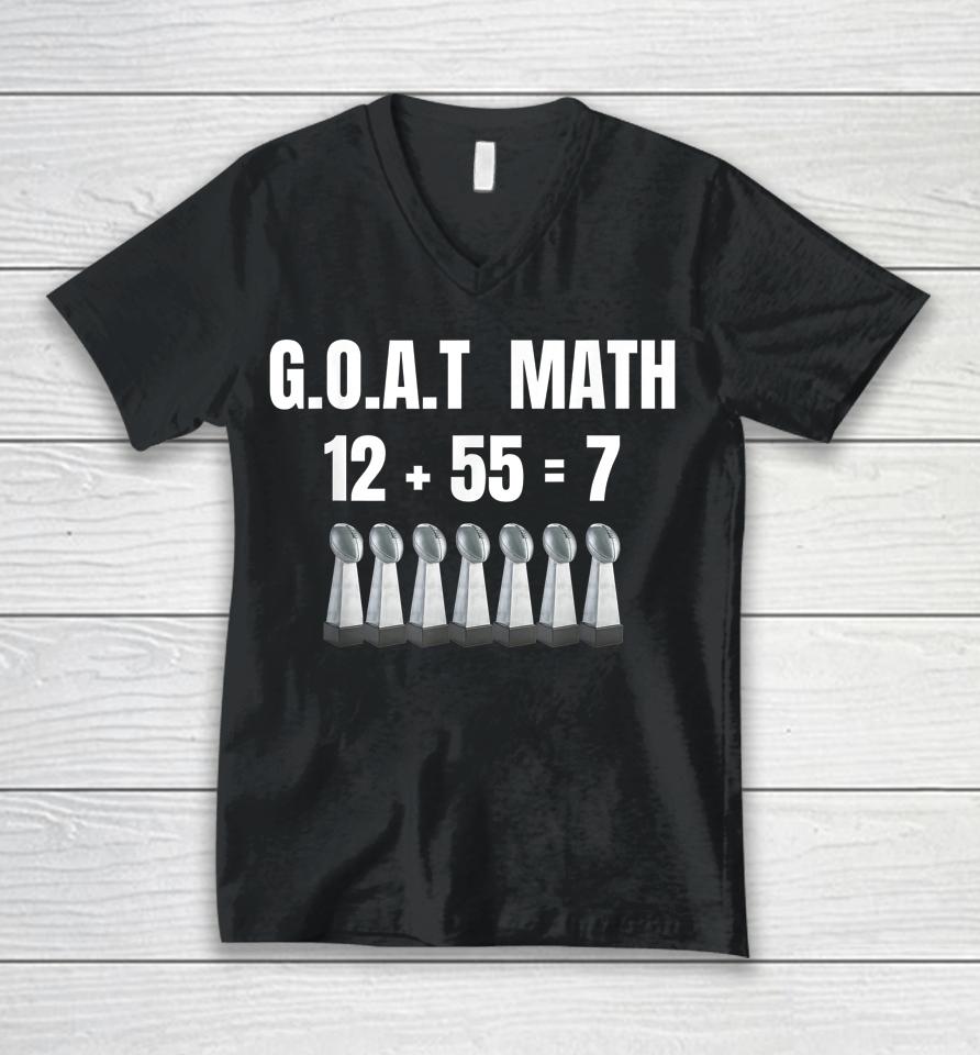 Goat Math By Brady Is Seven Rings Football Championship Fans Unisex V-Neck T-Shirt
