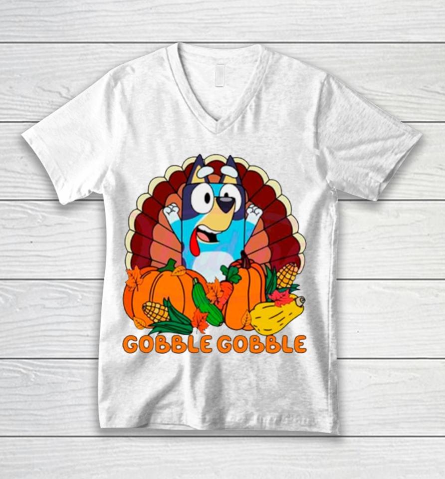 Gobble Gobble Bluey Thanksgiving Unisex V-Neck T-Shirt
