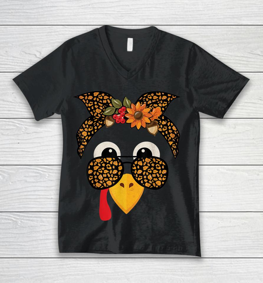 Gobble Turkey Face Unisex V-Neck T-Shirt