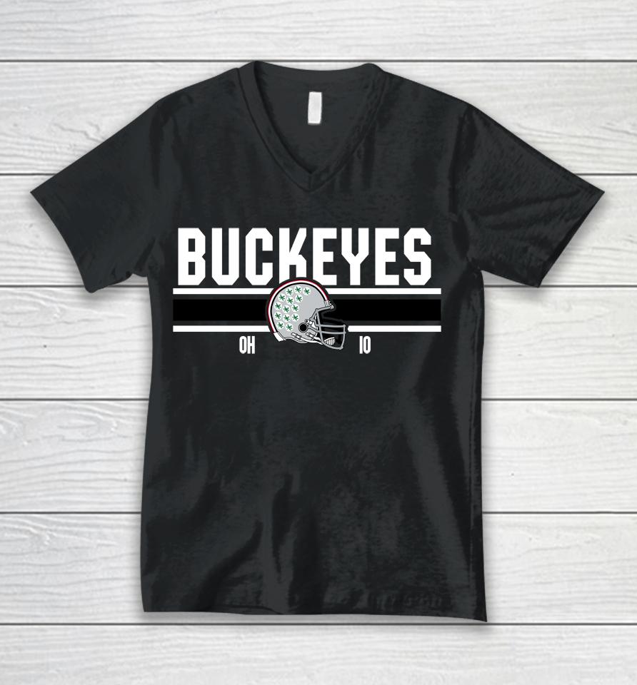 Gobuckeyes Shop Ohio State Buckeyes Helmet Unisex V-Neck T-Shirt