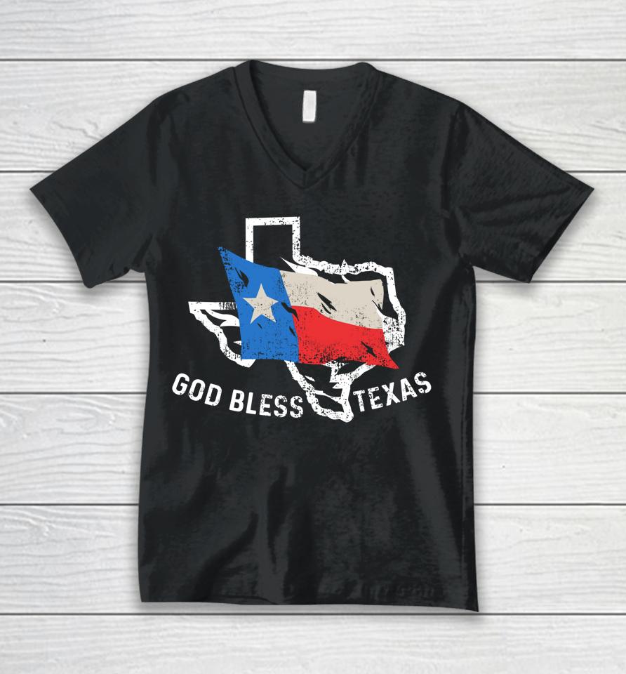 God Bless Texas Tx Home Christian Texan Unisex V-Neck T-Shirt