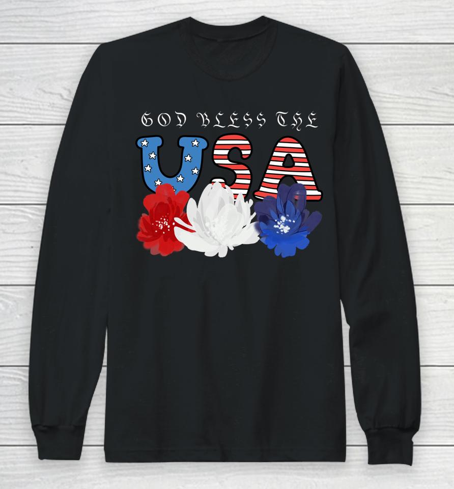God Bless The Usa Patriotic Usa Flag Long Sleeve T-Shirt