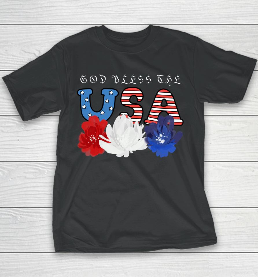 God Bless The Usa Patriotic Usa Flag Youth T-Shirt