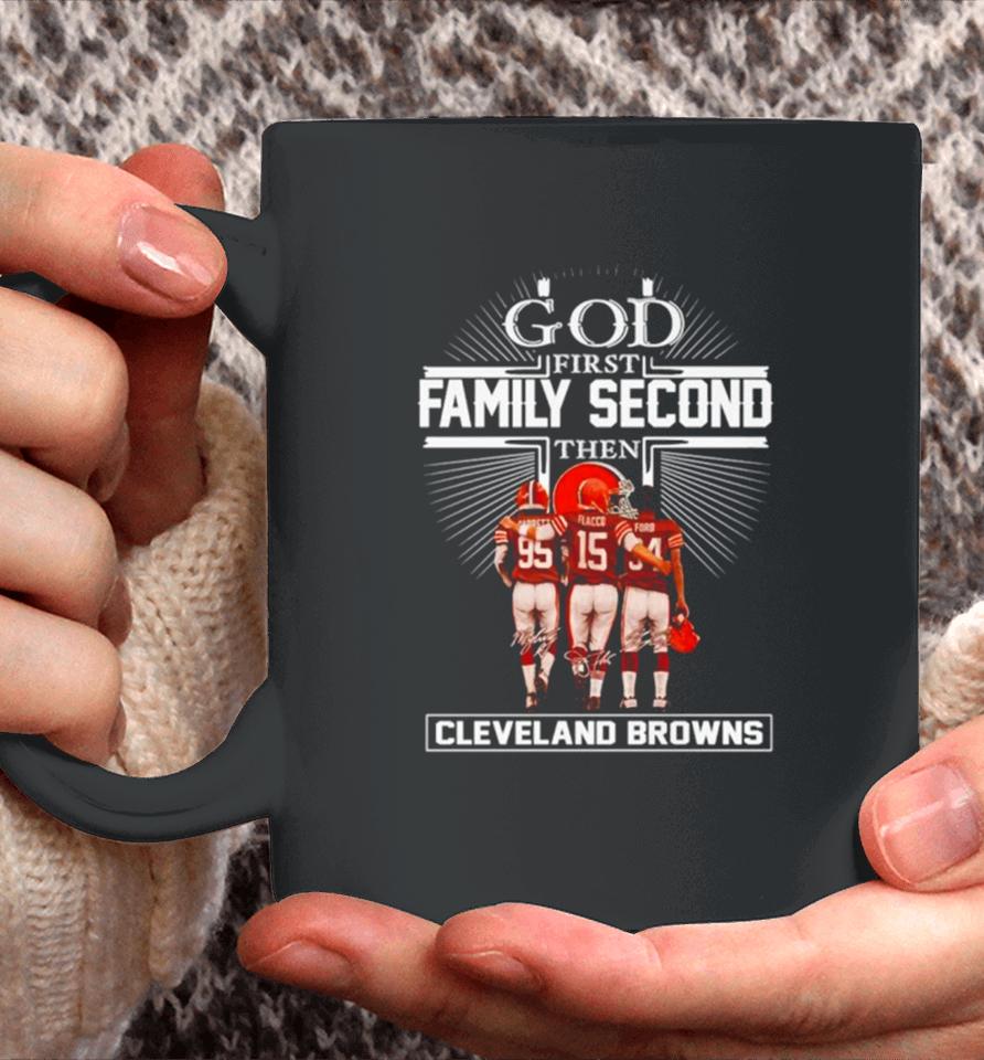 God First Family Second Then Cleveland Browns Signatures Coffee Mug