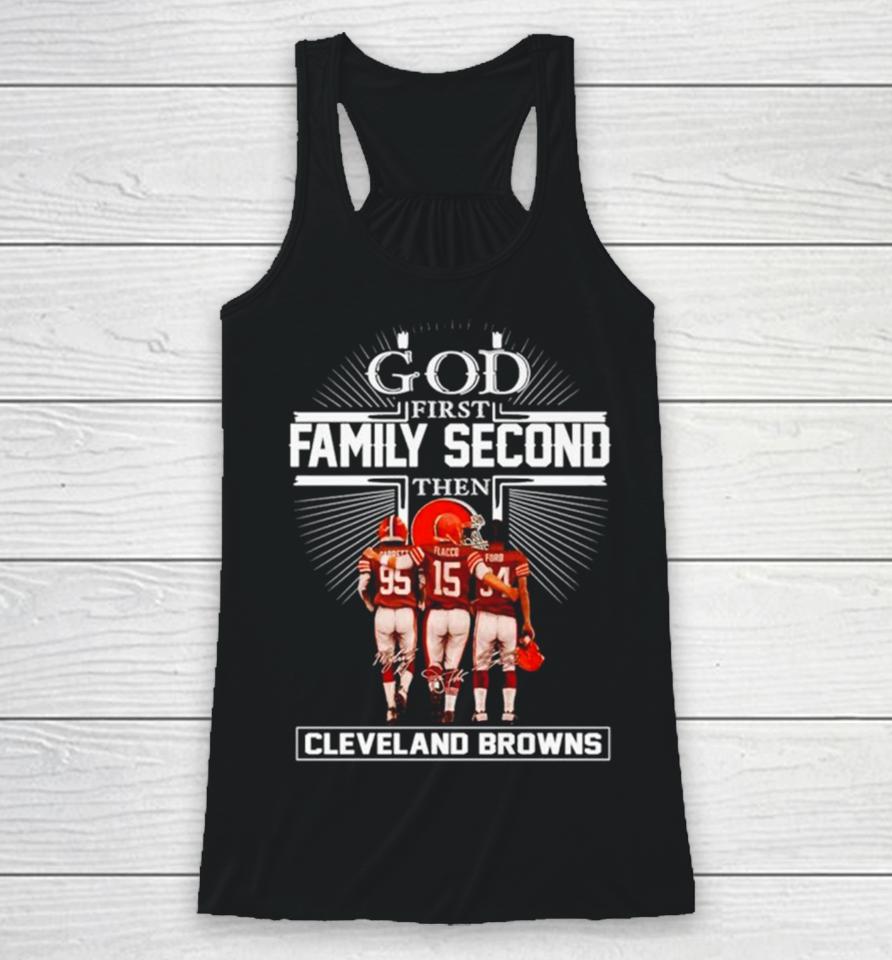 God First Family Second Then Cleveland Browns Signatures Racerback Tank