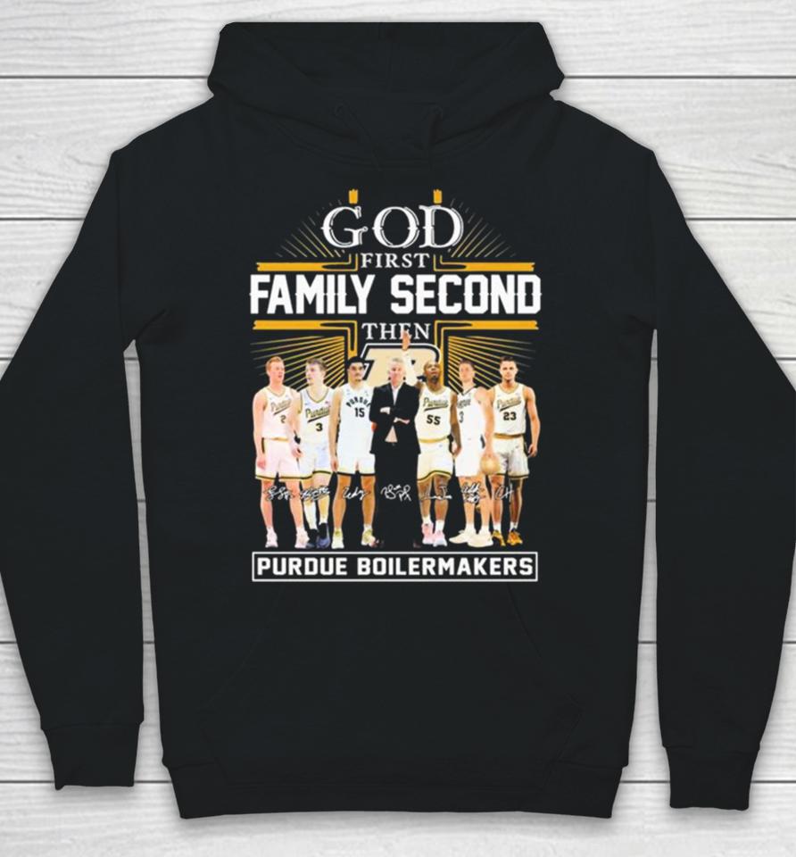 God First Family Second Then Purdue Boilermakers Basketball 2023 2024 Signatures Hoodie