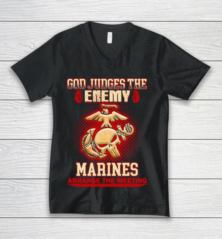 God Judges The Enemy Marins Arrange The Meeting Unisex V-Neck T-Shirt