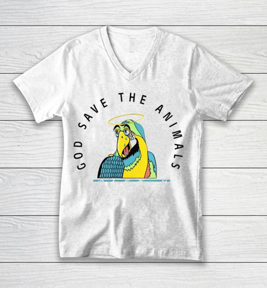God Save The Animals Parrot Unisex V-Neck T-Shirt