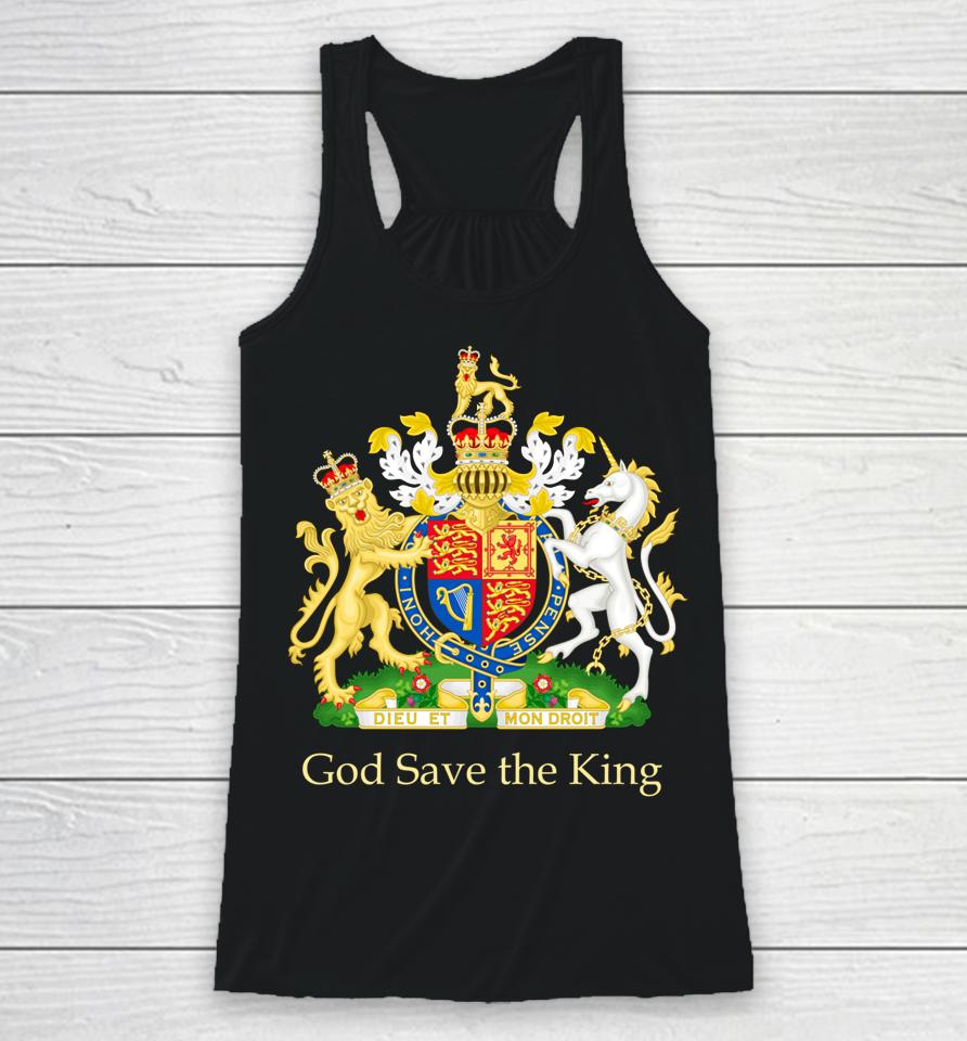God Save The King Royal Coat Of Arms Emblem Racerback Tank