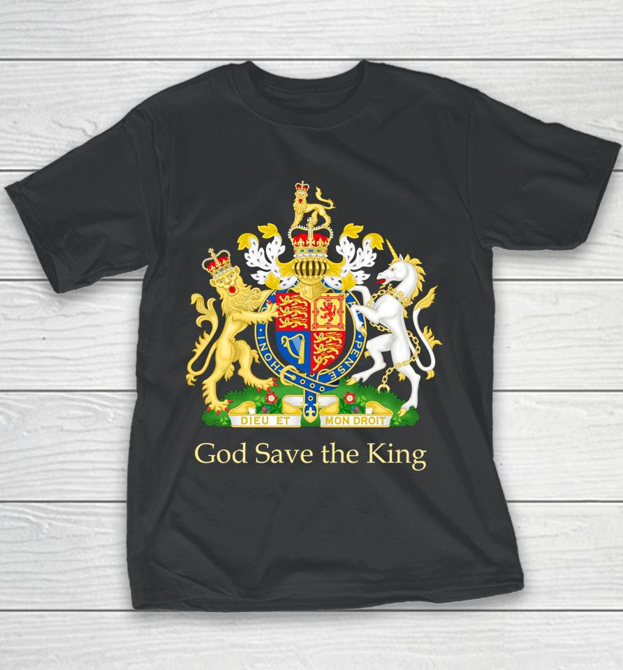 God Save The King Royal Coat Of Arms Emblem Youth T-Shirt