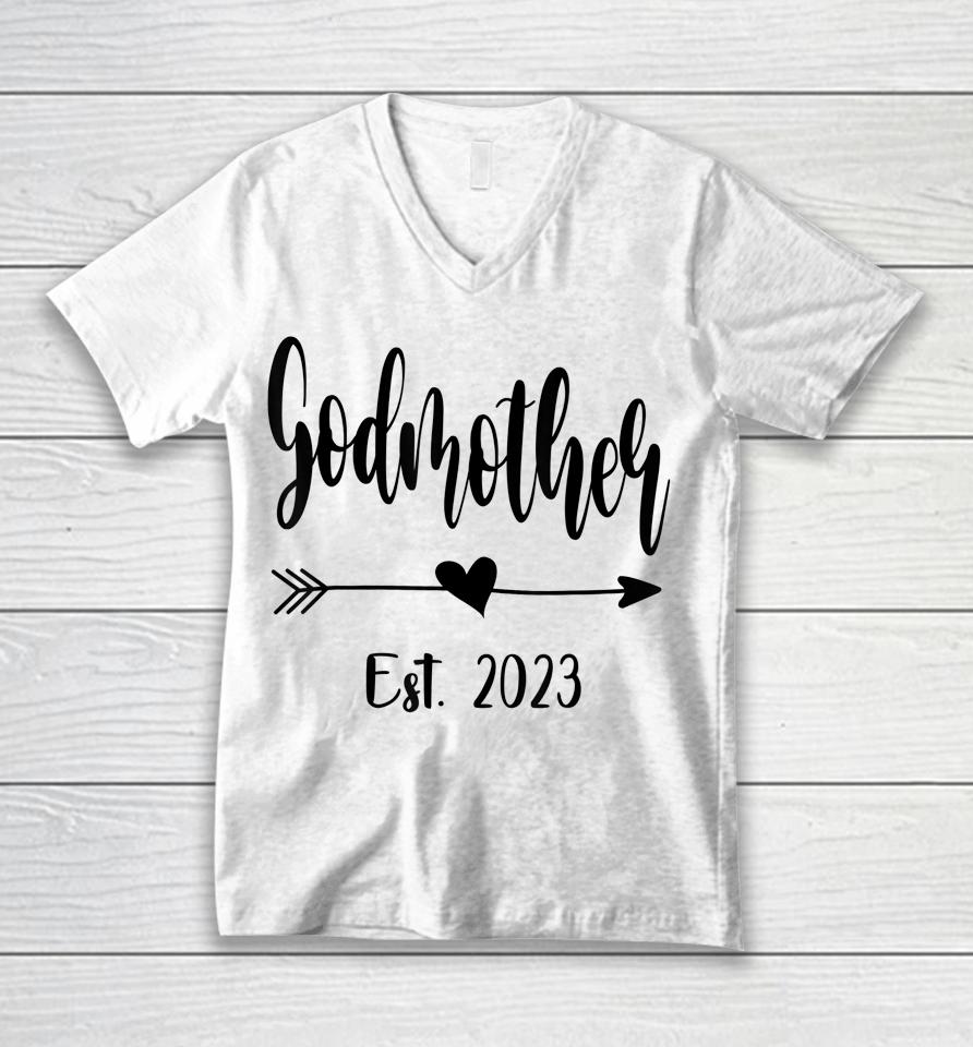 Godmother Est 2023 Promoted To Godmother 2023 Mother's Day Unisex V-Neck T-Shirt