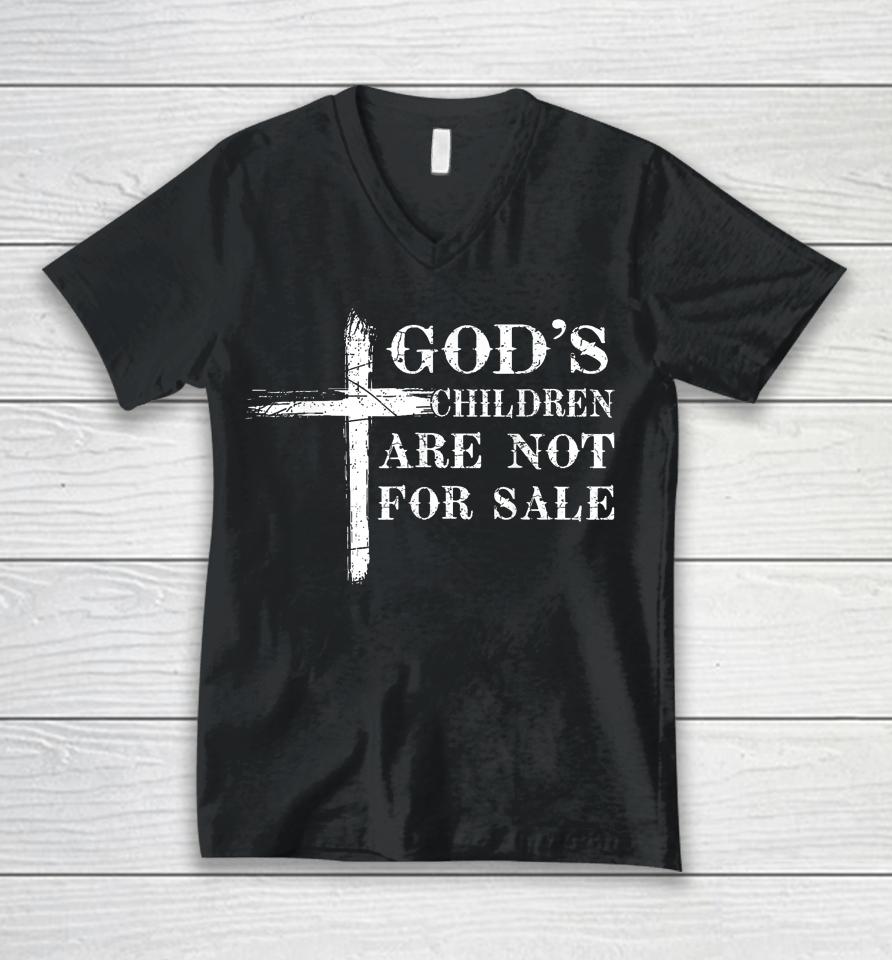 God's Children Are Not For Sale Cross Jesus Christ Christian Unisex V-Neck T-Shirt