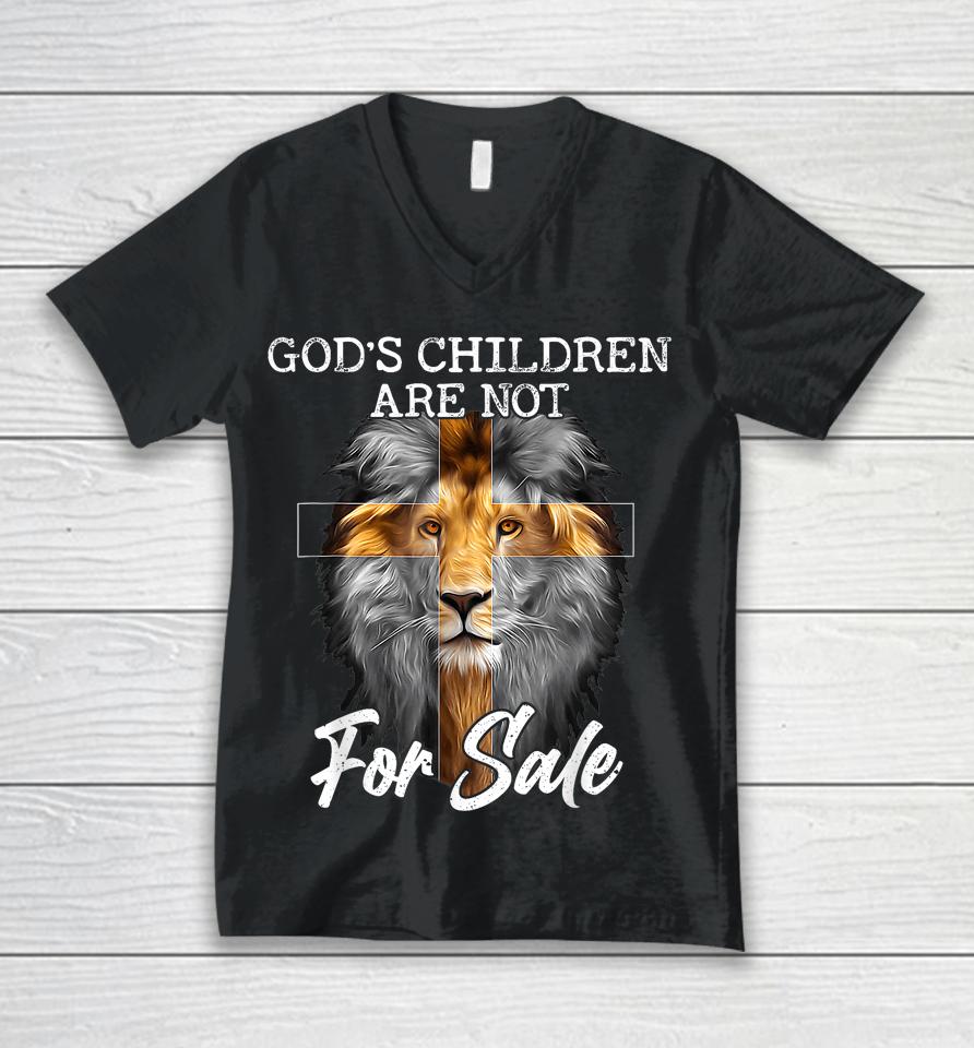 God's Children Are Not For Sale Funny Quote God's Children Unisex V-Neck T-Shirt