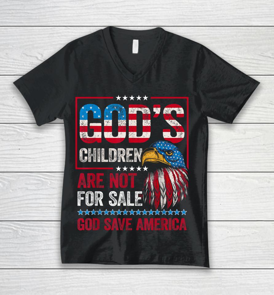 God's Children Are Not For Sale God Save America Unisex V-Neck T-Shirt