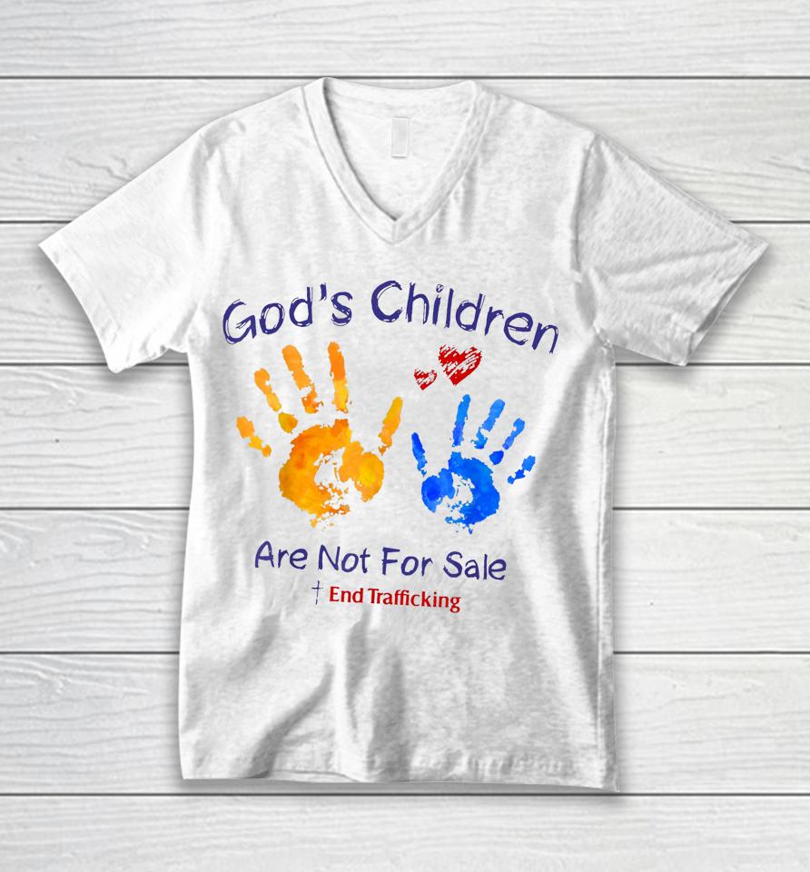 God's Children Are Not For Sale Hand Prints Unisex V-Neck T-Shirt