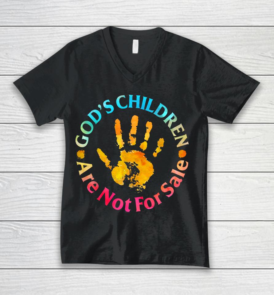 God's Children Are Not For Sale Hand Prints Unisex V-Neck T-Shirt