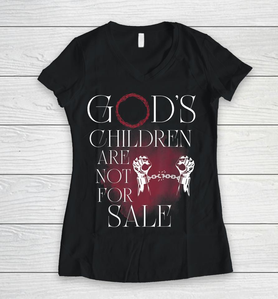 God's Children Are Not For Sale Jesus Christ Christian Women V-Neck T-Shirt