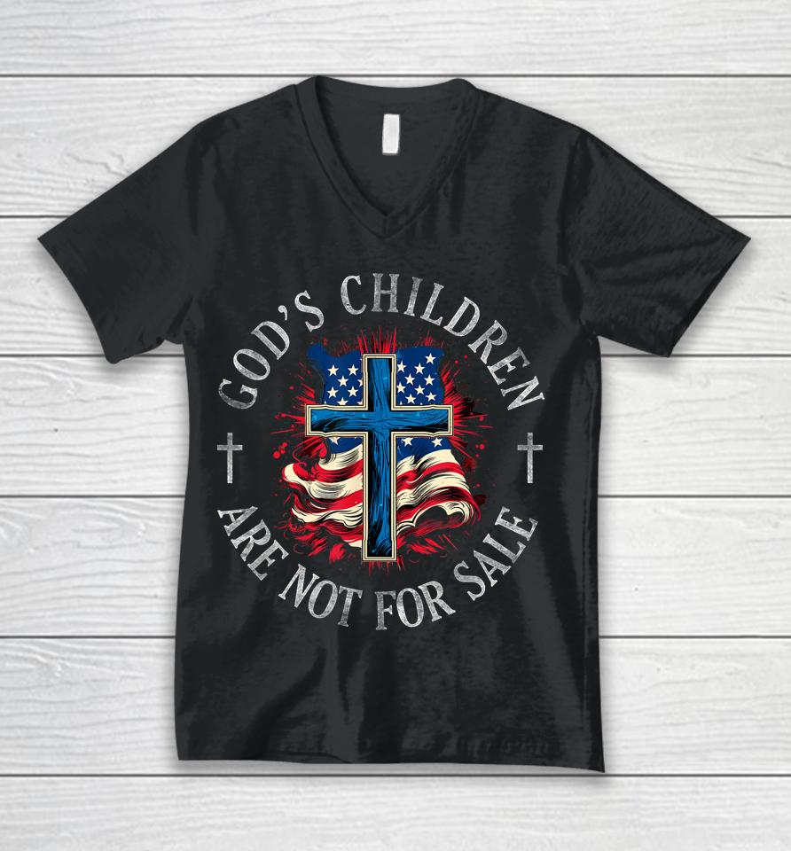 God's Children Are Not For Sale Shirt Cross Christian Unisex V-Neck T-Shirt