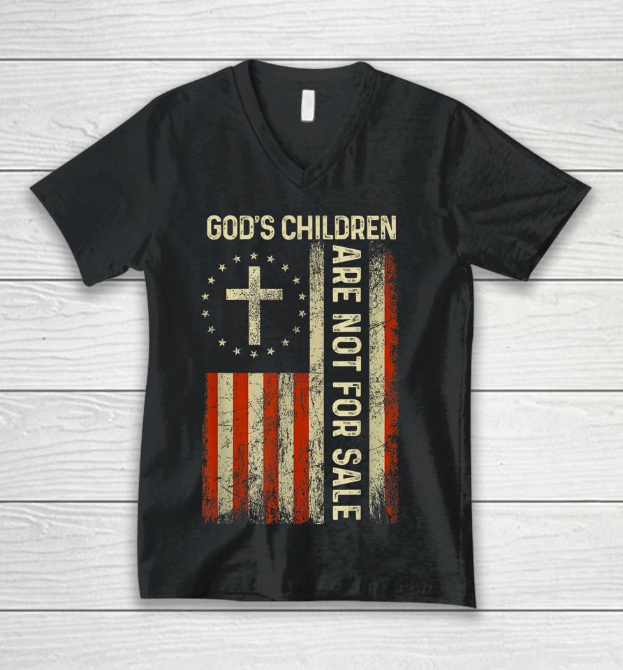 God's Children Are Not For Sale Usa Flag Unisex V-Neck T-Shirt