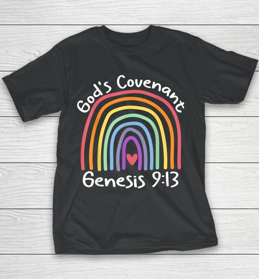 God’s Covenant Rainbow Genesis 9 13 Christian Jesus Bible Youth T-Shirt