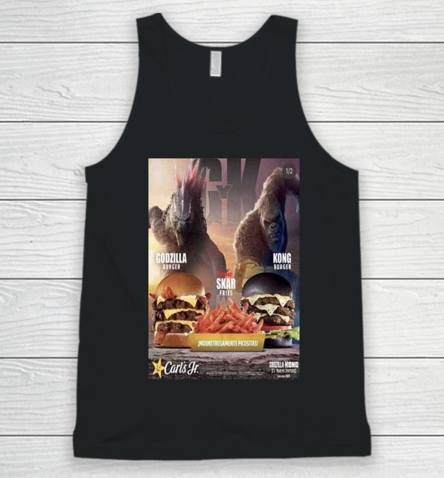 Godzilla And Kong Get Their Own Burgers At Carl’s Jr With Godzilla Burger And Kong Burger Fight With Skar King Frie Unisex Tank Top