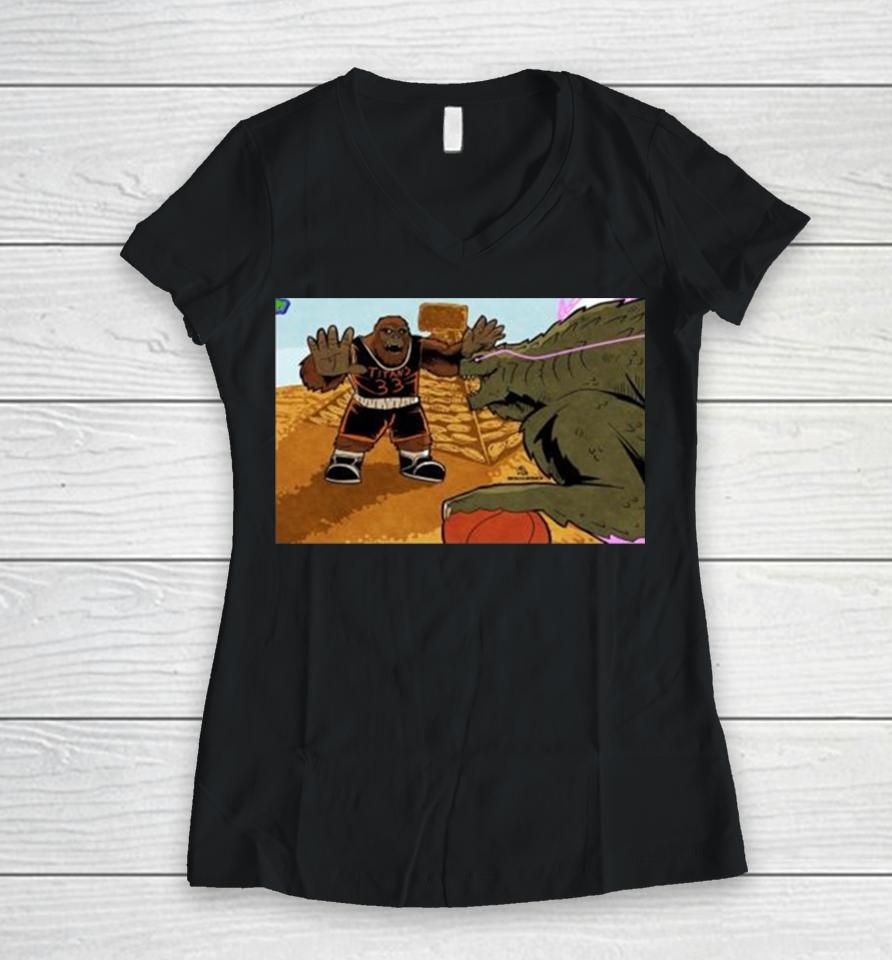 Godzilla Head To Head Kong Women V-Neck T-Shirt
