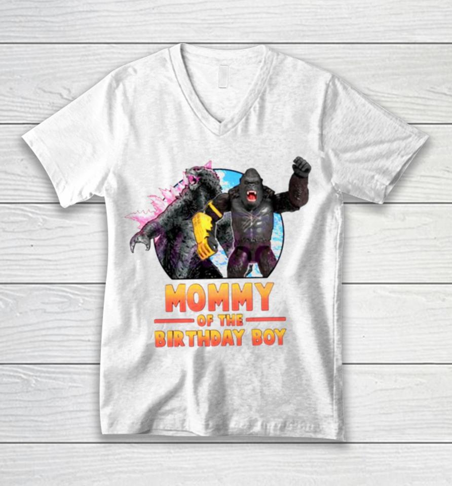 Godzilla X Kong Mommy Of The Birthday Boy Unisex V-Neck T-Shirt