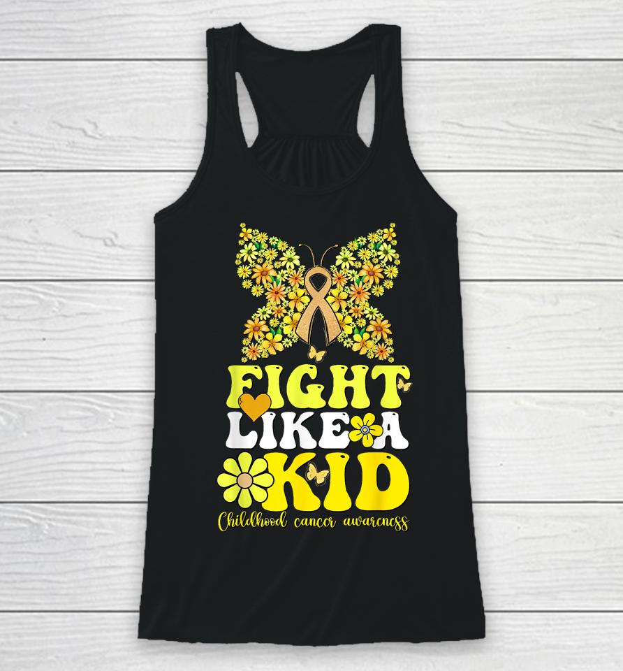 Gold Ribbon Fight Like Kids For Childhood Cancer Awareness Racerback Tank