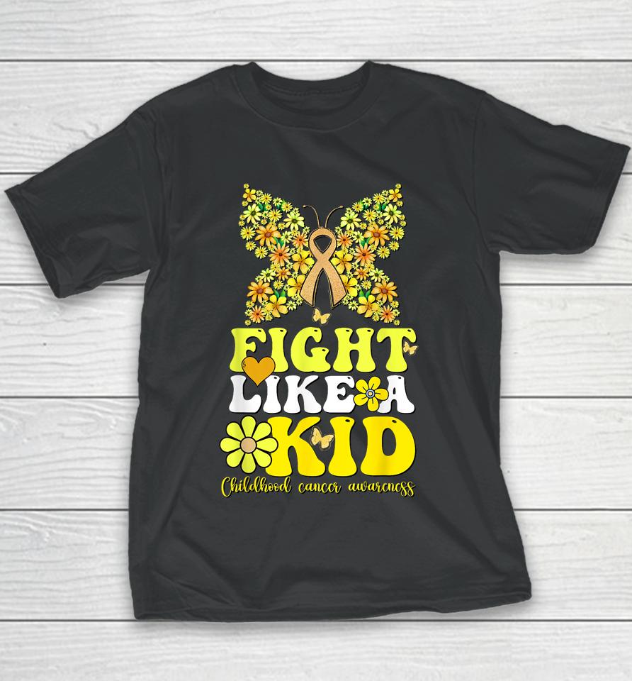 Gold Ribbon Fight Like Kids For Childhood Cancer Awareness Youth T-Shirt